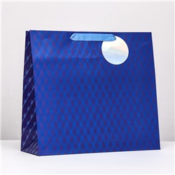 Пакет подарочный "Узоры" синий, 36 х 32 х 12 см