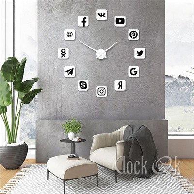 Настенные 3D часы Социальные сети