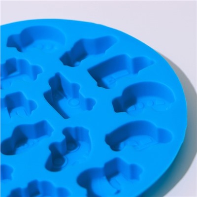 Форма для льда и кондитерских украшений Доляна «Машинки», 12×1 см, силикон, 17 ячеек, цвет фиолетовый