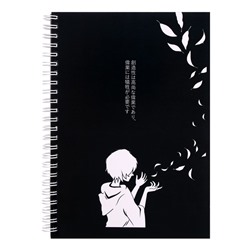 Скетчбук А5 60 листов, на гребне, "Аниме", обложка мелованный картон, чёрный, блок 80 г/м2
