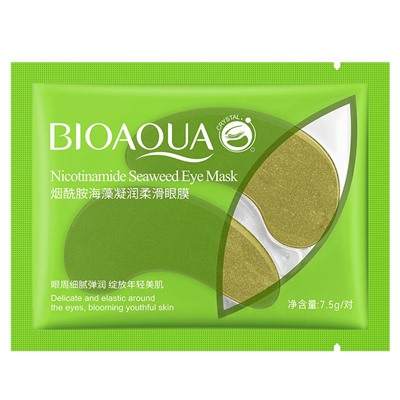 Гидрогелевые патчи с экстрактом морских водорослей и ниацинамидом BIOAQUA NICOTINAMIDE SEAWEED COLLAGEN EYE MASK, 1 пара.