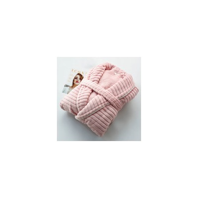 Халат Save&Soft без капюшона розовый с тисненным рисунком р.м