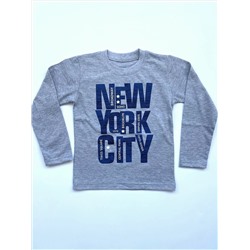 Лонгслив детский серого цвета "New York City", размер 104 (супрем)