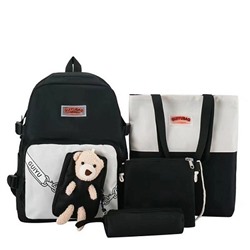 Рюкзак черный с мишкой 2 Набор 5в1 Арт. 5001#