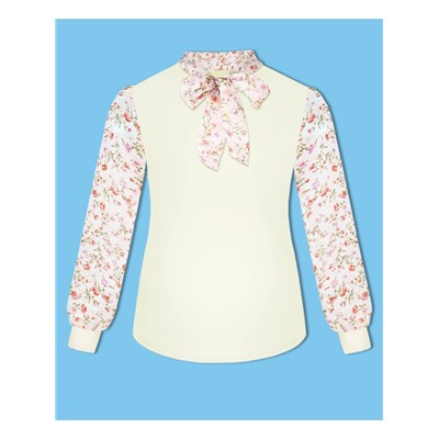 Молочный джемпер (блузка) для девочки с шифоном 80922-ДШ21