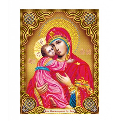 Алмазная мозаика картина стразами Икона Божьей Матери, 40х50 см