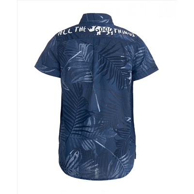 Синяя рубашка с орнаментом Пальмы