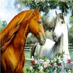 Алмазная мозаика картина стразами Две лошади, 30х30 см