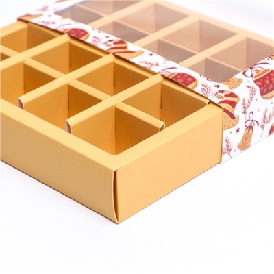 Коробка для конфет 16 шт, 17,7 х 17,7 х 3,8 см "Колокольчик"