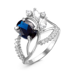 Серебряное кольцо с фианитом синего цвета 330