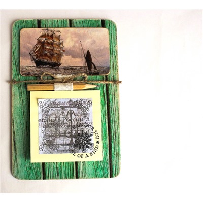 Handmade мужской сувенирный магнит Фрегат с блоком для записей Milotto арт.003496