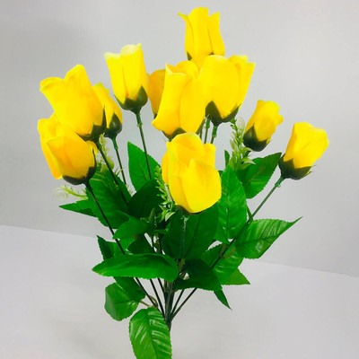 Букет искусственных цветов роза желтый 45 см 12 бутонов к6