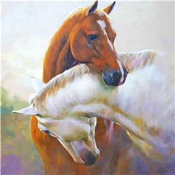 Алмазная мозаика картина стразами Пара лошадей, 30х30 см
