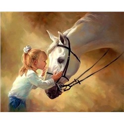 Алмазная мозаика картина стразами Девочка с лошадью, 30х40 см
