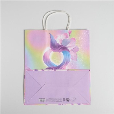 Пакет подарочный крафт «Нежность», 28 × 32 × 15 см