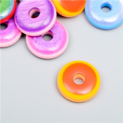 Бусины для творчества пластик "Пончик" набор 15 шт МИКС 1,9х1,9х0,7 см