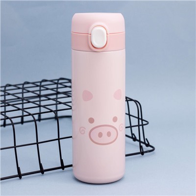Термос "Face pig", pink (450ml)