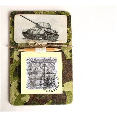 Мужской сувенирный магнит handmade Танкисту с блокнотом для записей Milotto арт.003490
