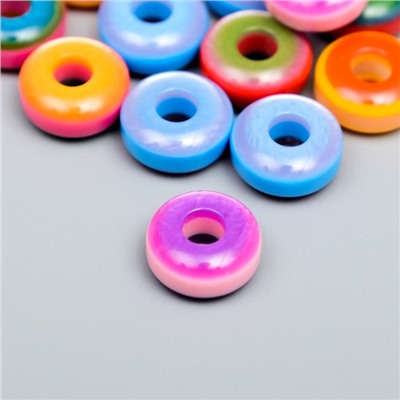Бусины для творчества пластик "Пончик" набор 20 шт МИКС 1,4х1,4х0,6 см