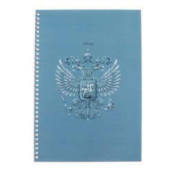 Тетрадь А4, 60 листов в клетку на гребне "Государственный символ", обложка мелованный картон, блок 60 г/м2