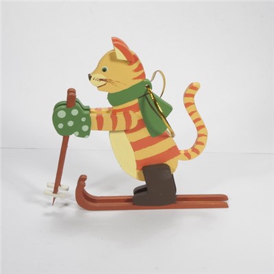 Елочная игрушка - Кошка на лыжах 370-1