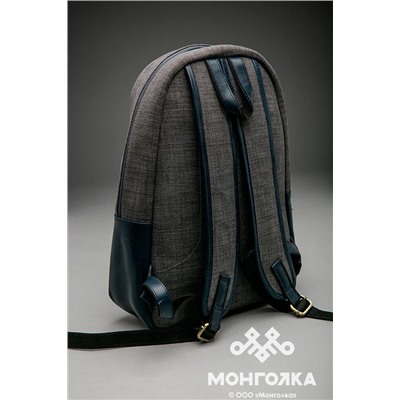 Рюкзак со вставками из натуральной монгольской кожи