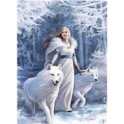 Алмазная мозаика картина стразами Девушка с волками, 30х40 см