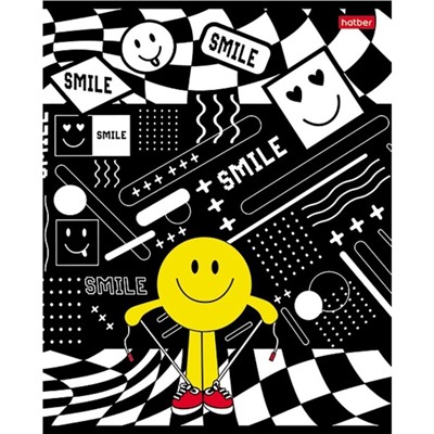Тетрадь А5, 48 листов клетка "Happy smile", обложка мелованный картон, матовая ламинация, блок 65г/м2, 5В МИКС