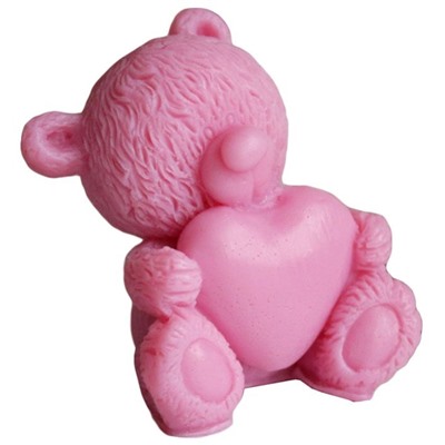 Влюбленный Тедди-валентинка темно-розовый - оливковое мыло ручной работы арт. milotto003107