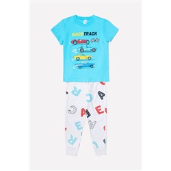 Пижама для мальчика Crockid К 1529 голубое озеро + буквы гонки на меланже