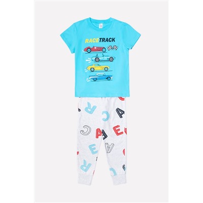 Пижама для мальчика Crockid К 1529 голубое озеро + буквы гонки на меланже
