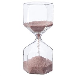 TILLSYN ТИЛЛСЮН, Декоративные песочные часы, прозрачное стекло/светло-розовый, 16 см