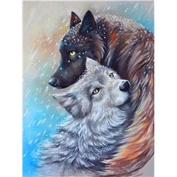 Алмазная мозаика картина стразами Два волка, 40х50 см