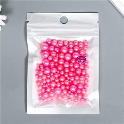 Декор для творчества пластик "Шарики. Ярко-розовые" d=1,5-8 мм, набор 10 гр