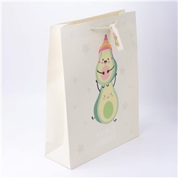 Подарочный пакет(L) "Happy avocado", white