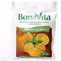 Карамель леденцовая Bona Vita "Лимон и мята" с вит.С на травах 60 гр.