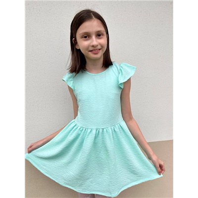 Платье с крылышками для девочки ментолового цвета 8500-ДЛ21