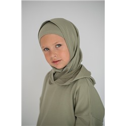 Арт. 19000 Детский комплект хиджаб с шапочкой. Цвет зеленый чай.