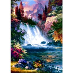 Алмазная мозаика картина стразами Горный водопад, 30х40 см