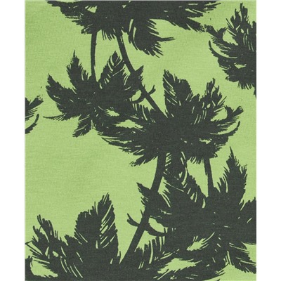 Зеленый платок с орнаментом Пальмы