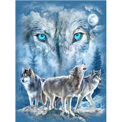 Алмазная мозаика картина стразами Волки, 30х40 см