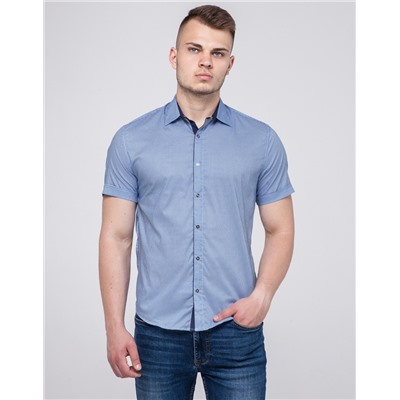 Современная молодежная рубашка Semco голубая модель10415 9219