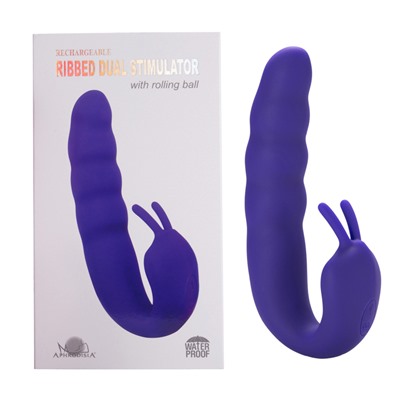 Вибратор Ribbed Dual Stimulator with Rolling Ball Purple183316PurpHW