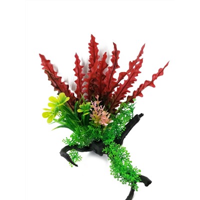 Искусственное аквариумное растение с корягой, 10х18 см