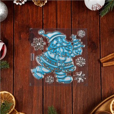 Наклейки на окна "Новогодние" Дед Мороз, ёлочка, 21,5 х 15,5 см