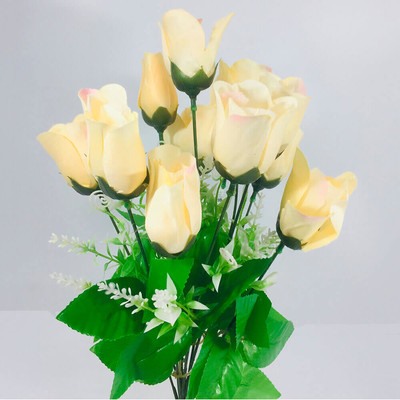 Букет искусственных цветов роза бежевый 45 см 12 бутонов к6