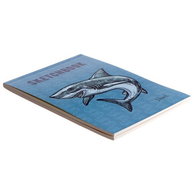 Скетчбук А5, 48 листов на клею "Эскиз акулы", глянцевая ламинация