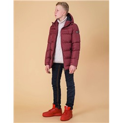 Современная куртка детская цвет бордово-красный модель 65122