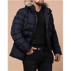 Современная куртка большого размера цвет черно-синий модель 23752