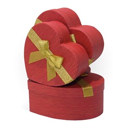 Набор коробок 3в1 "Сердце с бантом", красная